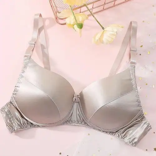 精选b真丝文胸薄款桑蚕丝无痕内衣女无钢圈舒适透气大码胸罩白色b杯36
