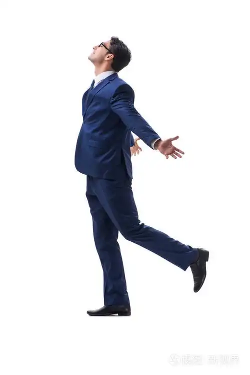 商人行走站立侧查看孤立在白色背景