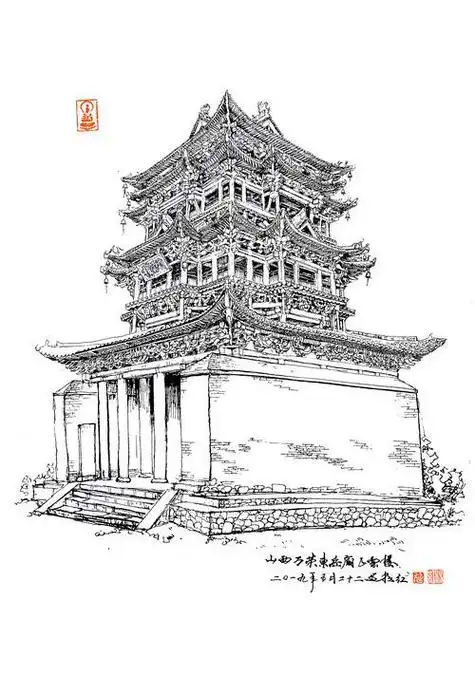 中国古建筑简笔画中国古建筑简笔画线描