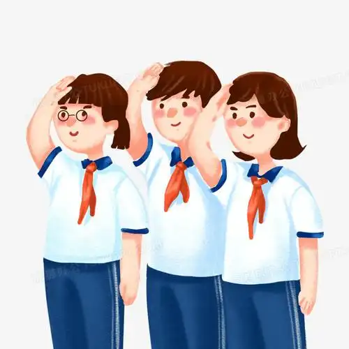 手绘插画风学生敬礼免抠元素