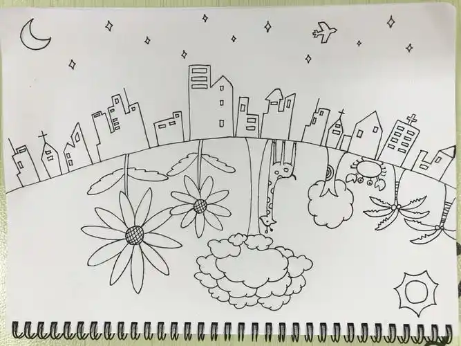 白天的卡通简笔画