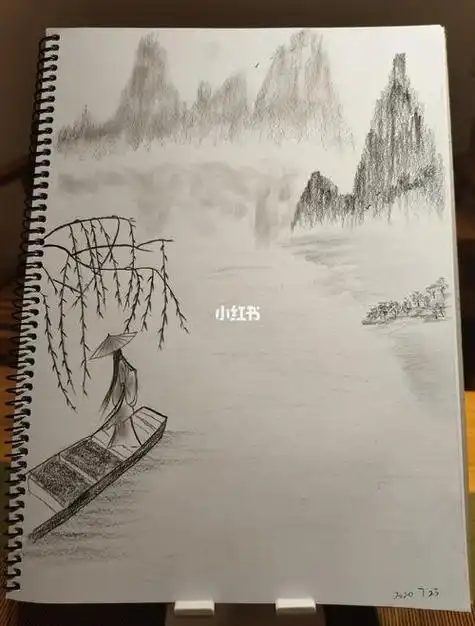 彩铅画山水彩铅画山水画图片