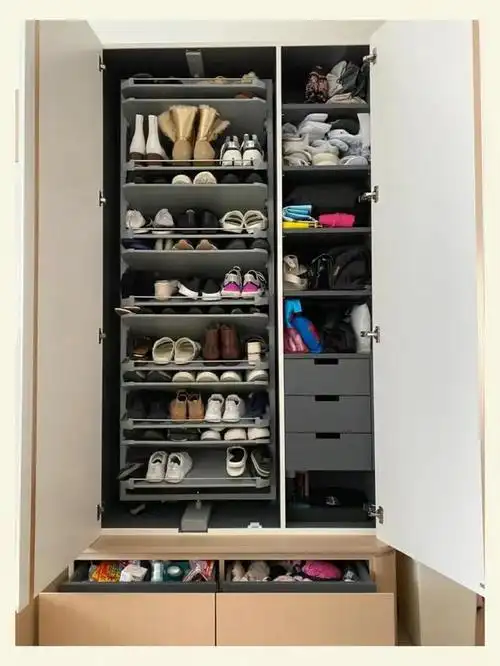 鞋柜内部这样布局,多放两倍鞋