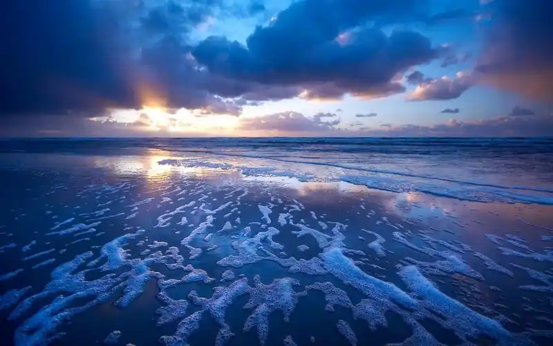 唯美意境,大海,夕阳,海浪,沙滩,唯美,电脑壁纸,壁纸黄昏的大海