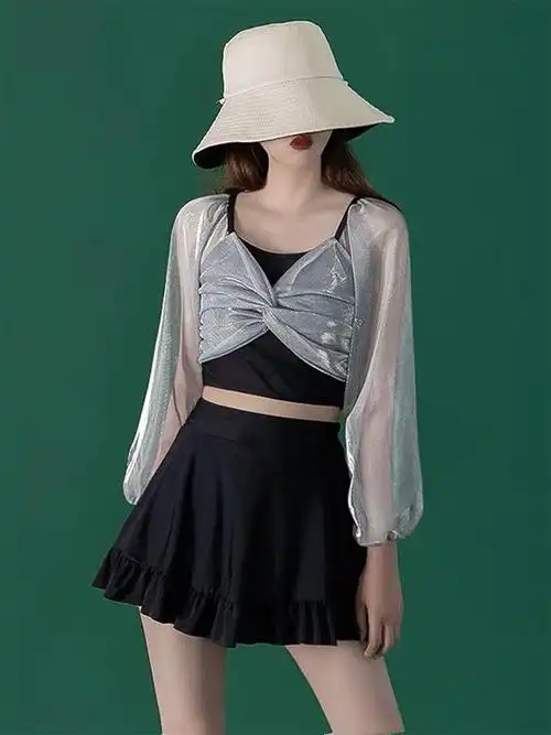 少女泳衣初中生大学生游泳衣女装纯欲风款保守学生ins超仙性感分体遮