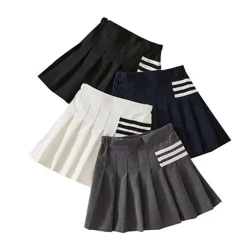 女童半身裙学院风jk校服百褶裙子秋季甜心女孩海军风儿童a字短裙-阿里