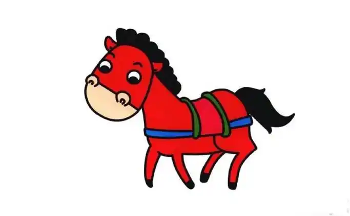 红色的小马简笔画