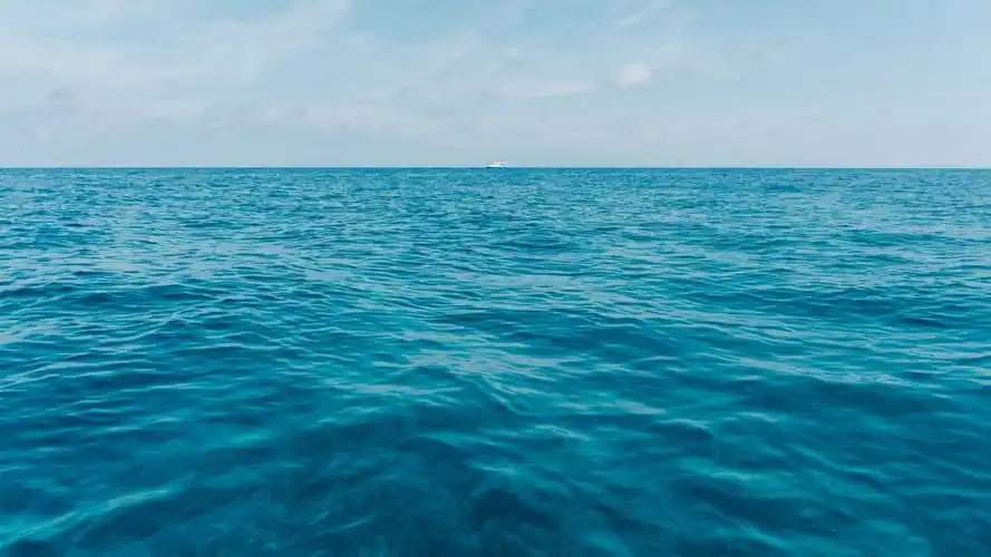 蓝色的大海,地平线,船 4k