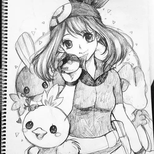 灵动的卡通动漫人物黑白铅笔手绘插画2