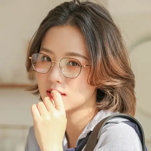 近视眼镜女多边形全框眼镜架超轻钛架网红款可配度数中学生眼镜框