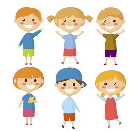6款阳光笑脸儿童矢量素材_矢量人物_懒人图库