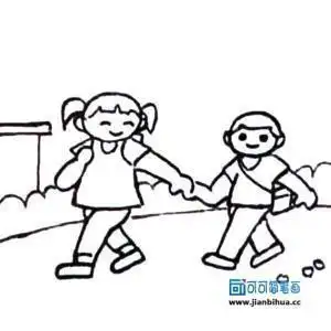 小学生上学的背影简笔画
