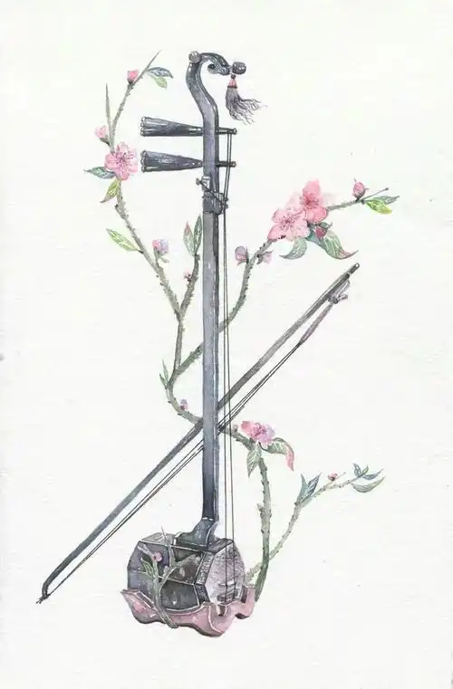 古风水彩画带你领略古典乐器之美