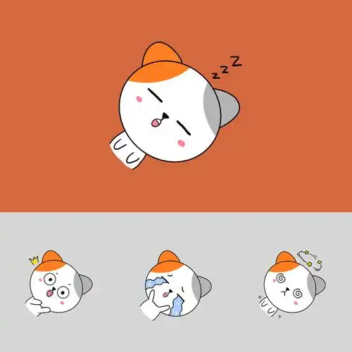q版可爱卡通歪头小动物表情包小猫样机