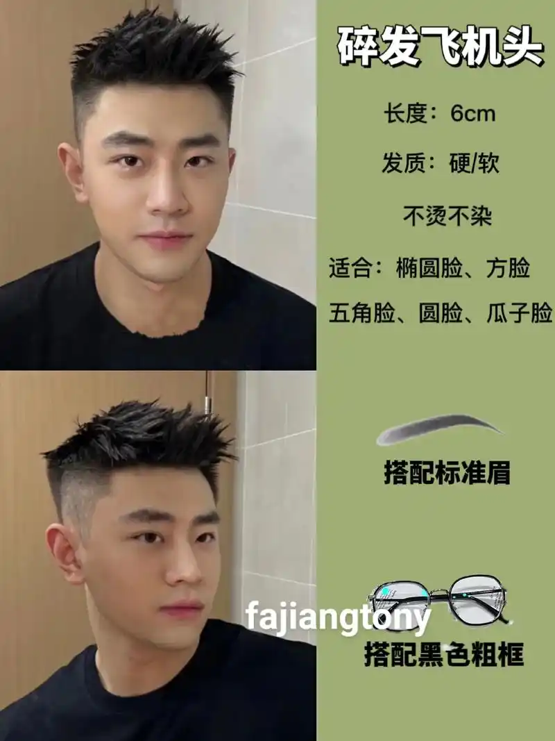 飞机头/男生发型/根据脸型选发型.#根据脸型设计发型 #男士 - 抖音