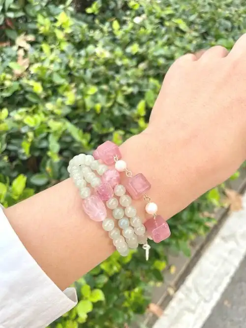 马粉方糖珍珠手链
