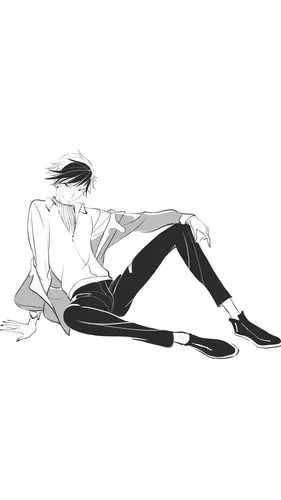 一组漫画少年动态速写