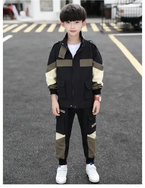 七色王国男童春装套装洋气儿童韩版帅气运动衣服十岁男孩11中大童12