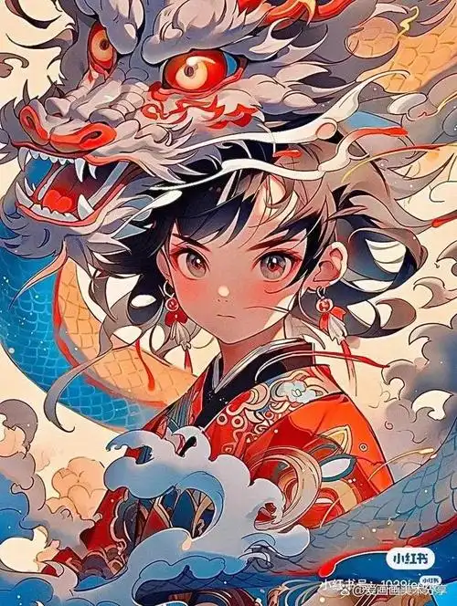 你可以创作出一幅富有中国传统风情且具有现代动漫美感的人物画