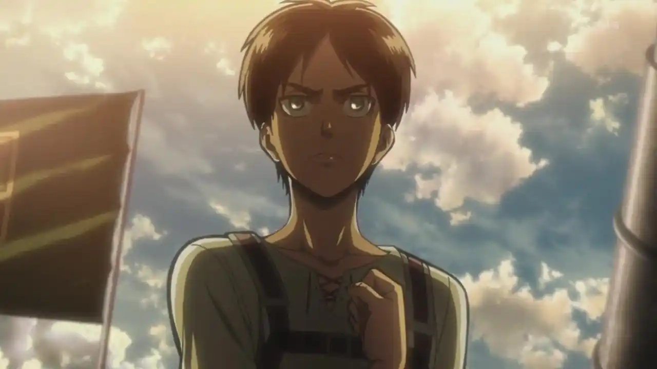 求《进击的巨人》op里艾伦敬礼的图,高清!