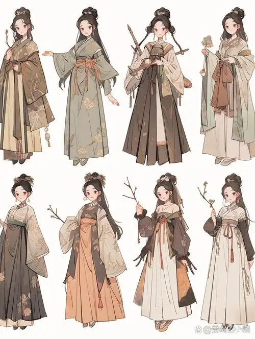 94淡雅古风小裙子|服装设计素材 秋风萧瑟,该添衣啦