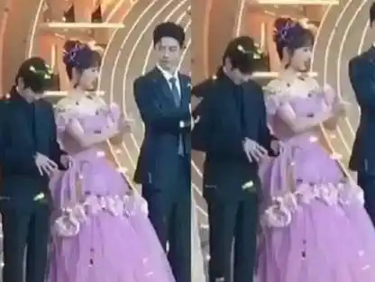 肖战摆脸色踩杨紫裙子?