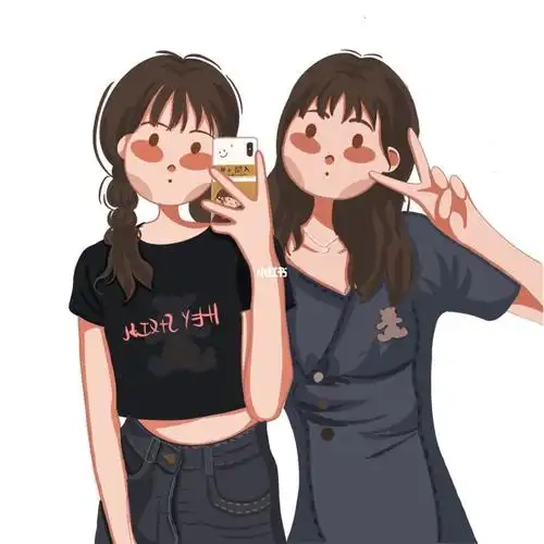 卡通可爱小人物闺蜜照