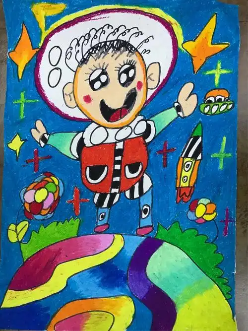 【一年级一等奖作品】 哇!这个一年级的小朋友想飞到外太空去.