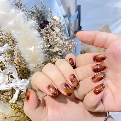 秋天的颜色,入秋仪式感爆棚,琥珀美甲