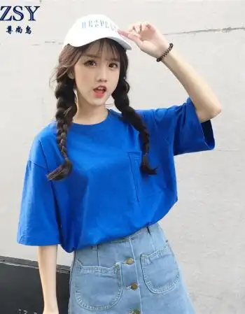 短袖t恤女夏季韩版ulzzang学生百搭宽松ins中长款港味半袖上衣服 619