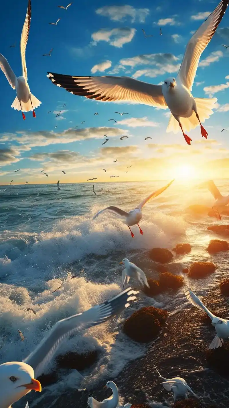 海鸥与海,共舞在自由的天际.#治愈系风景 #海鸥 #带你去看 - 抖音