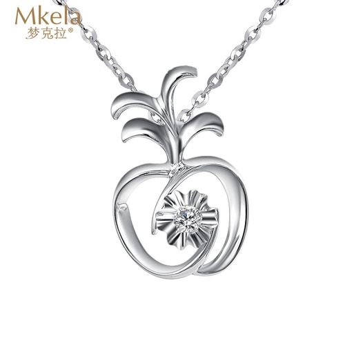 梦克拉 18k金钻石吊坠女 单钻吊坠 简约 k金钻石挂坠 女款项坠 苹果