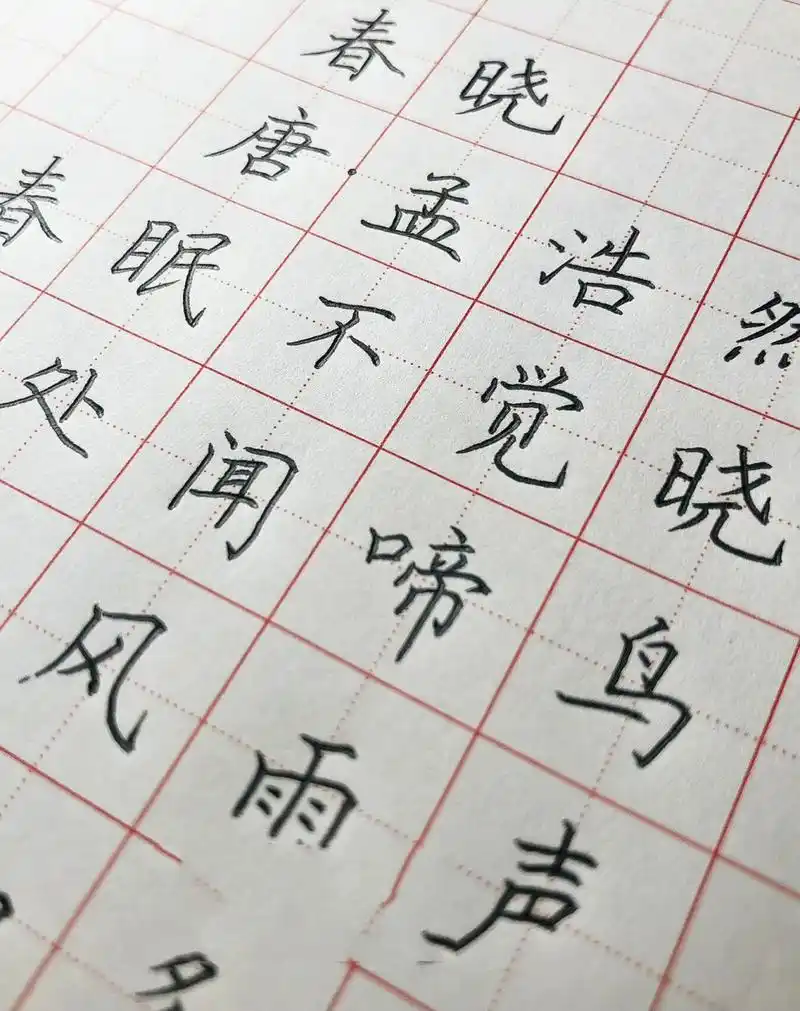 手写硬笔楷书 唐诗《春晓》 春眠不觉晓,处处闻啼鸟.