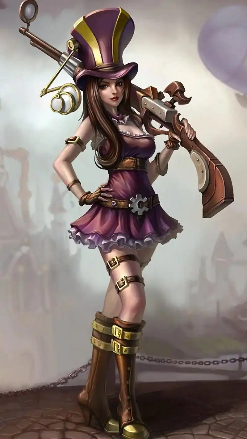 英雄联盟皮城女警凯特琳老版原画手机壁纸