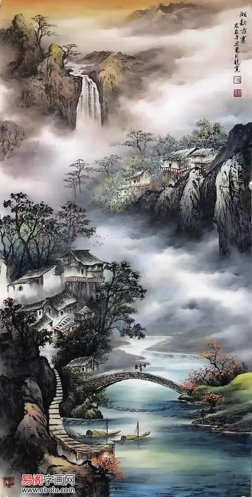 龙宽山水画赏析:彩墨云山 大美无疆