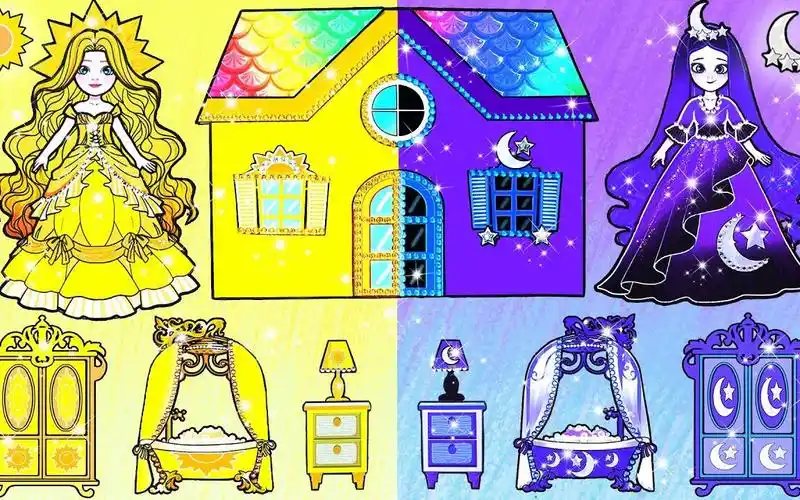 剪纸动画:q版公主买房记,太阳公主和月亮公主钱不够怎么办呢?