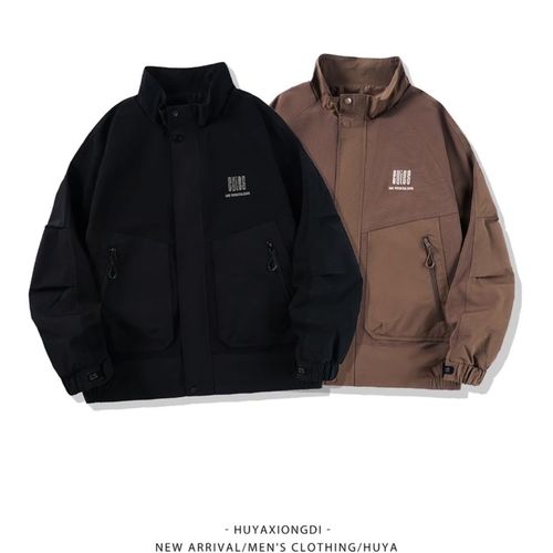 虎牙兄弟外套男秋冬商务休闲百搭情侣户外保暖立领飞行员夹克715