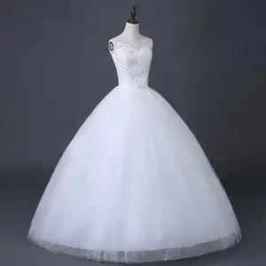 新款西式婚纱礼服新娘结婚礼服钻石蕾丝一字肩显瘦婚纱新娘礼服