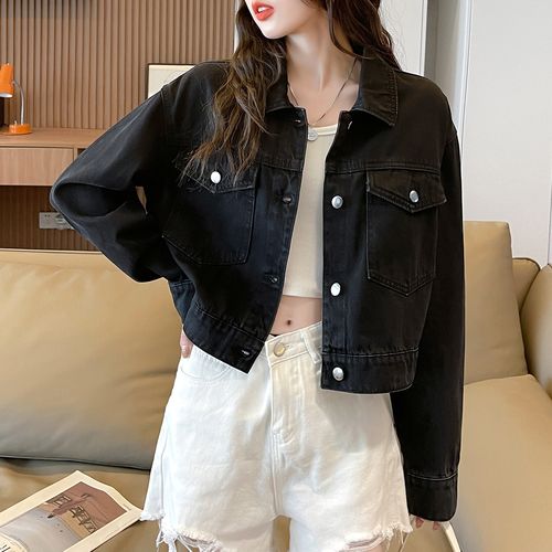 春季热销经典港风牛仔外套女宽松百搭女式牛仔夹克开衫短款外套女