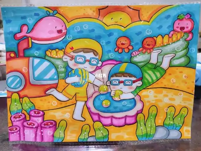 马克笔儿童画主题海底世界