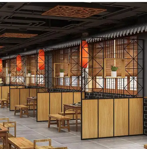 现代餐厅火锅店屏风隔断装饰墙卡座隔断饭店酒吧工业风包间隔断下单