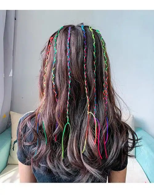 潮然蔻儿童扎头发彩色编发神器辫绳头饰发绳脏辫小辫子七彩带小女孩