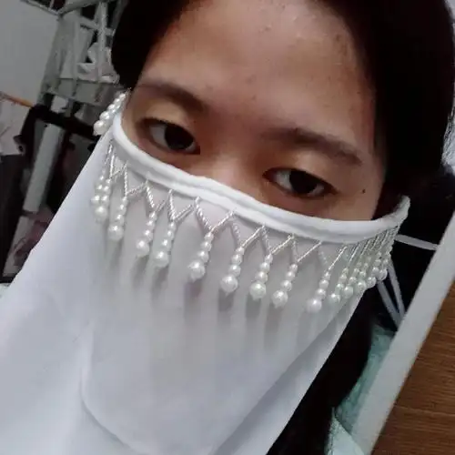 汉服面纱汉服面纱古风镶珠遮面帘宋制舞蹈拍照蒙面纱少女孩古装配饰遮