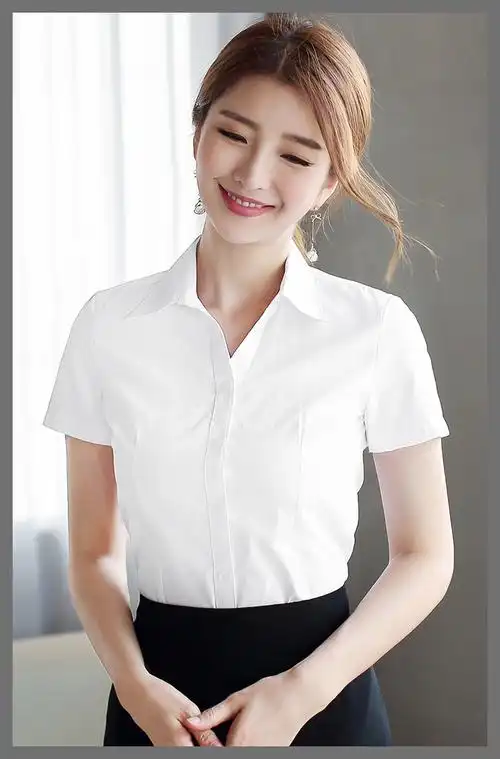 配西装的衬衫女生职业衬衣白女长袖春秋面试工作服正装工装条纹气质