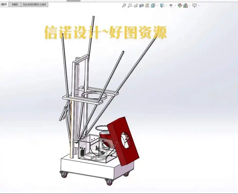 篮球发球机三维sw模型 cad装配图设计图纸#solidwo - 抖音