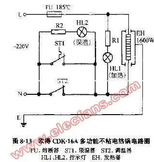 欧得cdk-16a多功能不粘电热锅电路图