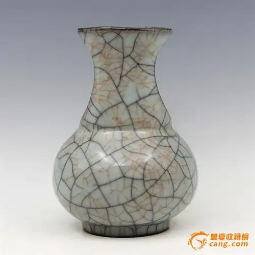 宋哥窑金丝铁线双口瓶