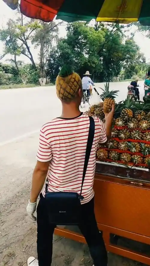 "菠萝哥"的"菠萝头"火了,但头顶上的一撮绿让网友不解