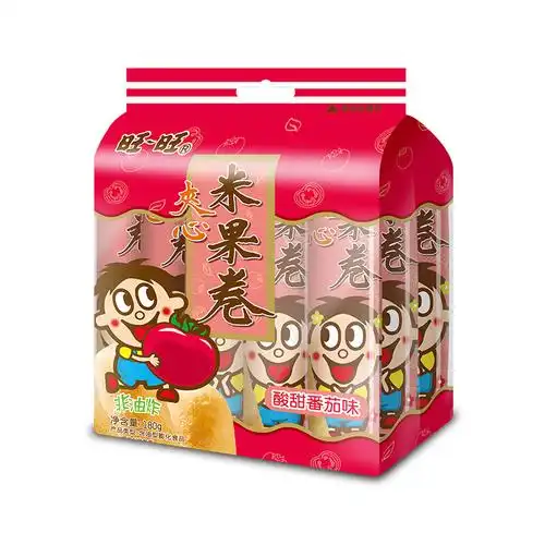 旺旺夹心米果卷零食膨化食品饼干糕点番茄味180g视频