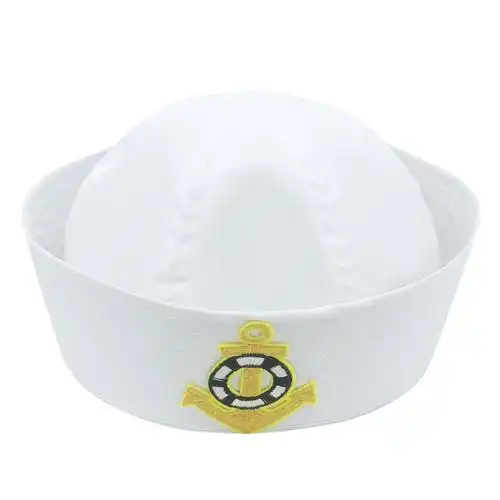 夏季圆顶海军帽无檐简约纯色船长水兵帽跨境卷边大力水手帽批发